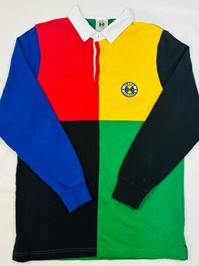 Vintage 90’s Cross Colours Rugy Block Color Long Sleeve Polo Shirt